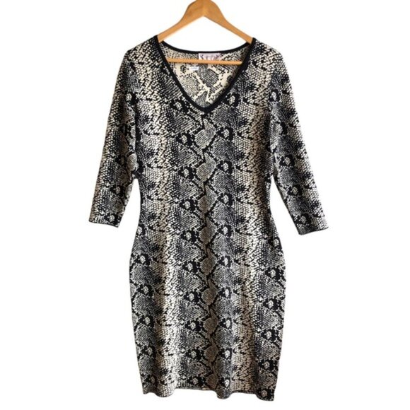 Nanette Lepore Sweater Dress Medium Snake Animal Print Neutral - Picture 13 of 14